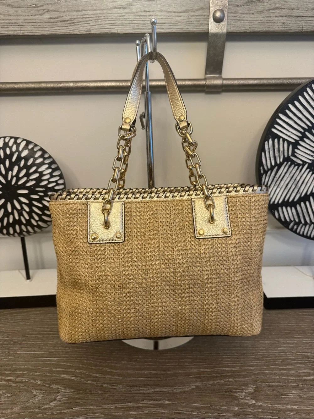 Michael Kor  Straw Rosalie Convertible Satchel. Missing the shoulder strap. - Picture 2 of 16
